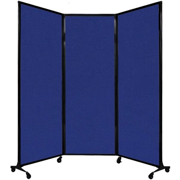 Room Divider Royal Blue Mobile Partition on Casters