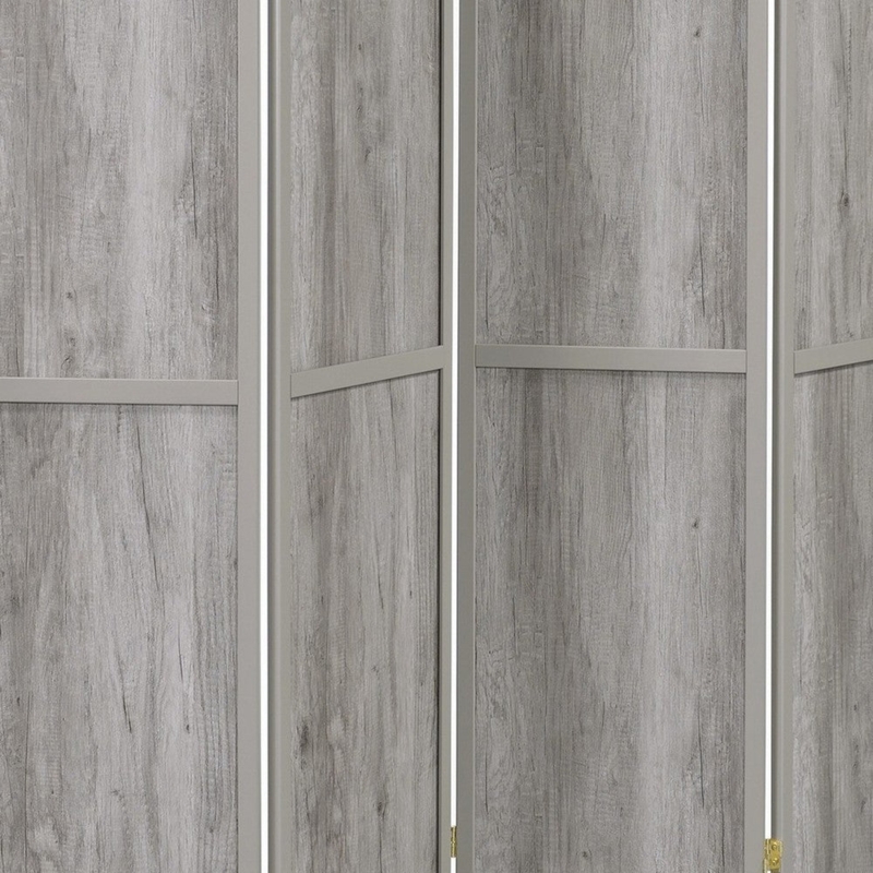 Room Divider Rustic Gray Finish Weathered Wood Grain
