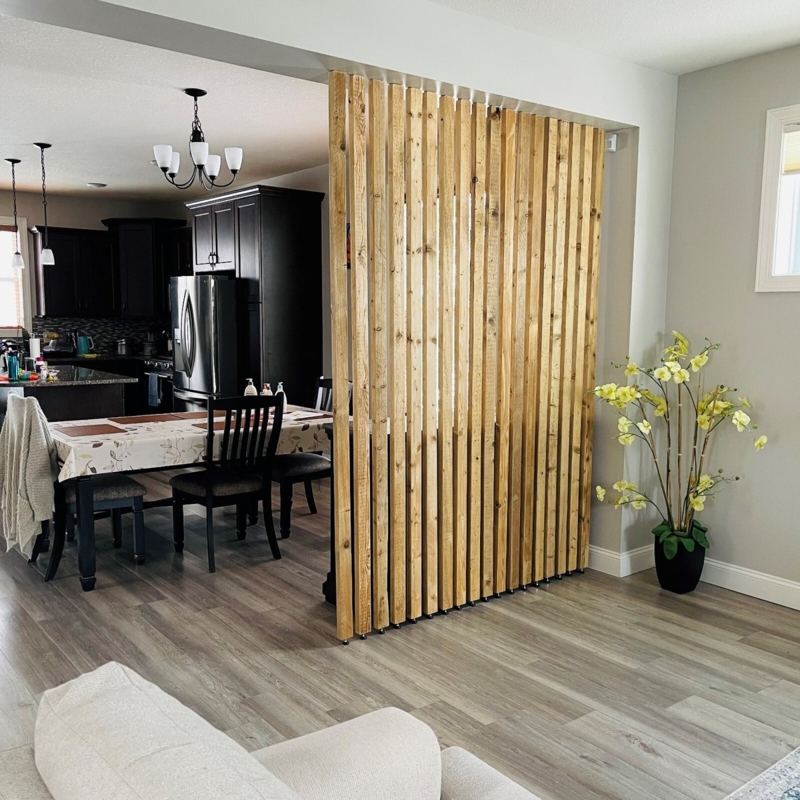 Room Divider Rustic Wood Slats, Open Concept Partition Wall