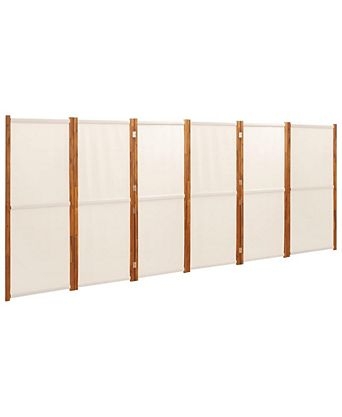 Room Divider Six Panel Wood Frame Fabric Privacy Screen