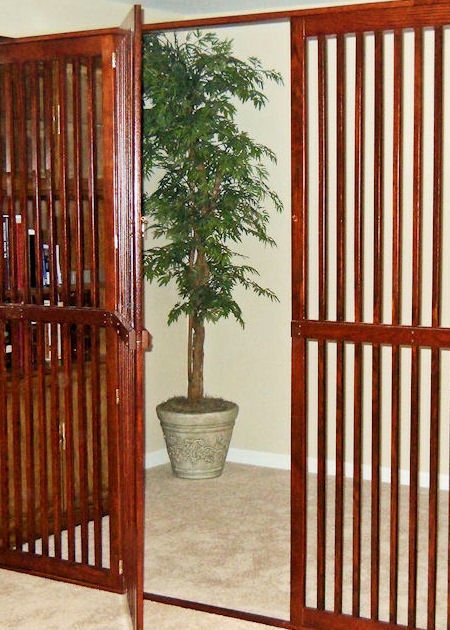 Room Divider Tall Wood Vertical Slats Hinged Panels