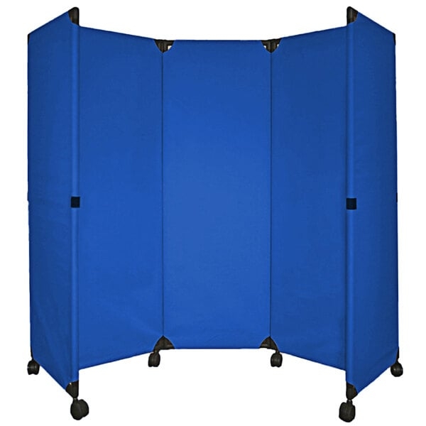 Room Divider Three Panel Folding Screen on Rolling Casters