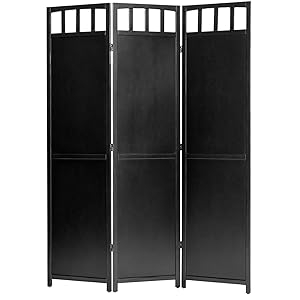 Room Divider Transitional Dark Brown Gridded Top Solid Bottom Panel