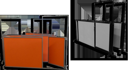 Room Divider Vibrant Orange Modular Construction Silver Frame