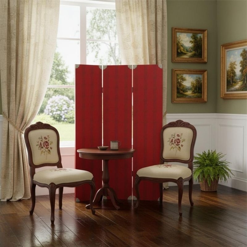 Room Divider, Vibrant Red Leather Like Folding Privacy Screen