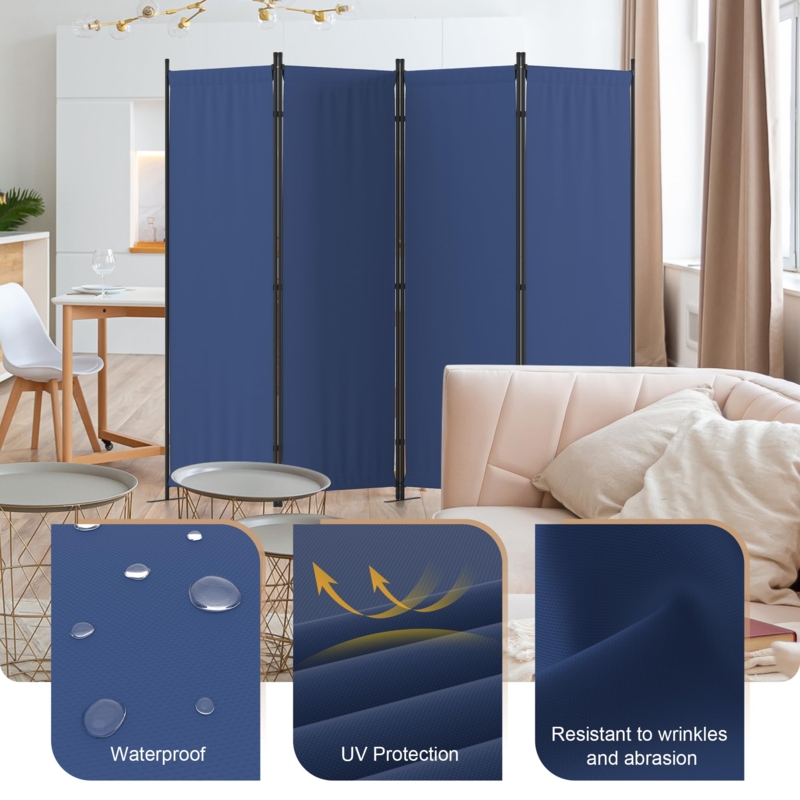 Room Divider Waterproof Navy Blue Folding Partition