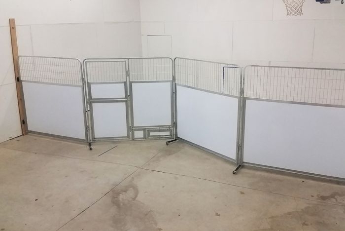 Room Divider White Utility Partition Wire Mesh Top Rolling