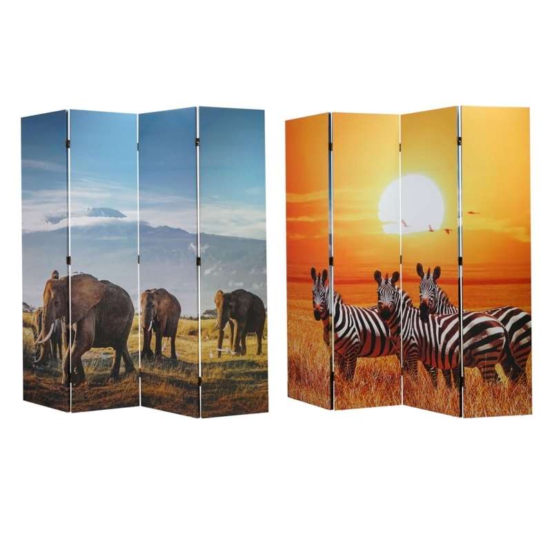 Room Divider Wildlife Landscape Double Sided Four Panel Canvas