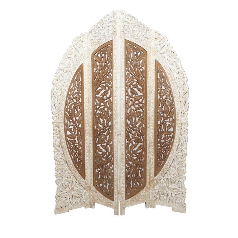 Room Divider with Ogee Arch and Botanical Openwork Carvings