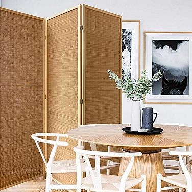 Room Divider Woven Bamboo Panels Natural Folding Coastal Privacy Screen