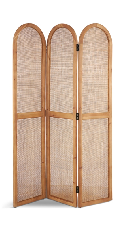 Room Divider Woven Mesh Arched Top Coastal Folding Screen