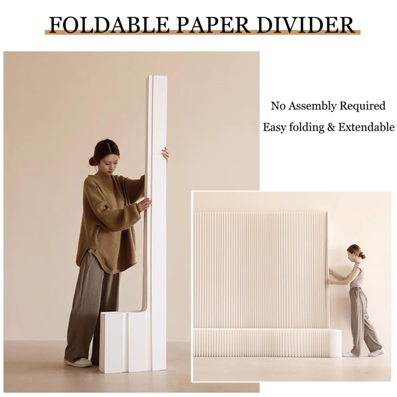 - Room Partition Folding Paper Wall Divider for Room  SeparationNo Assembly Required Easy to Move Room Partition, Home Hotel  Large Exhibition Room Divider Screen DIY Decorative Wall(7.87x9.84ft)