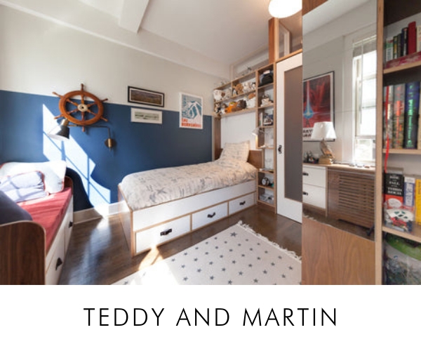 Room Partition Modular Wall Plywood Integrated Bed Storage Navy Accents