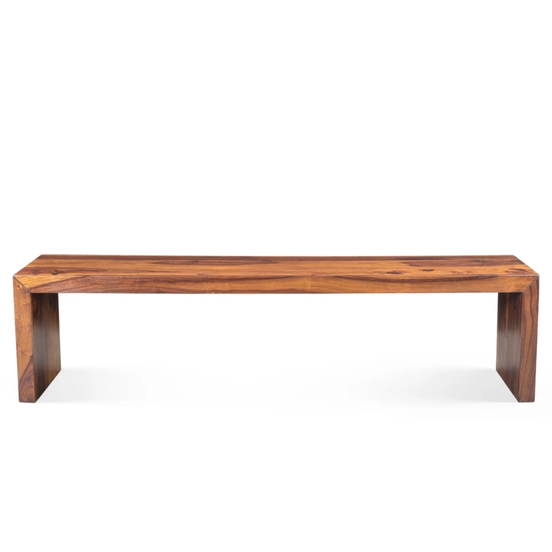 Rustic Dining Bench featuring Live Edge and Heavy Block Legs