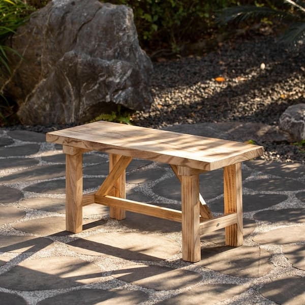 Rustic Entryway Bench with Slatted Seat and A-Frame Legs