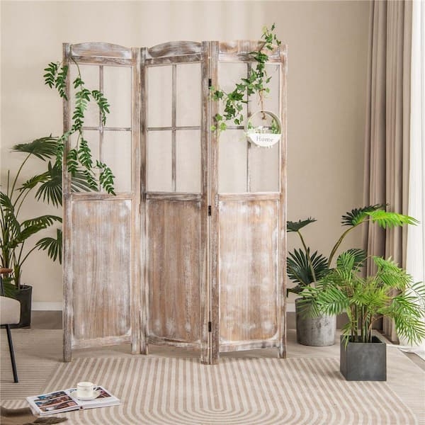 Rustic Farmhouse Room Divider With Window Pane Design