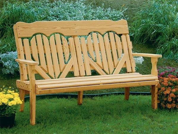 Rustic Heart Back Garden Bench, High Backrest, Slatted Seat, Pine Wood