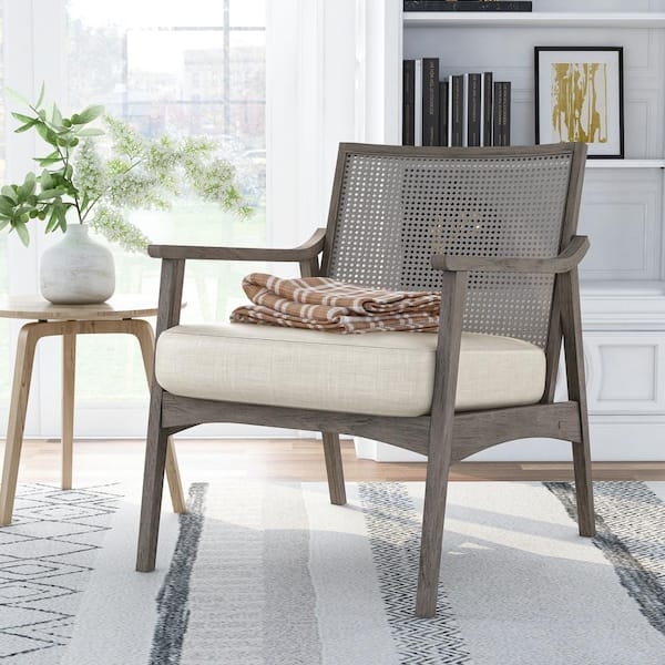 Rustic Modern Accent Chair with Slatted Sides and Gray Wash Finish