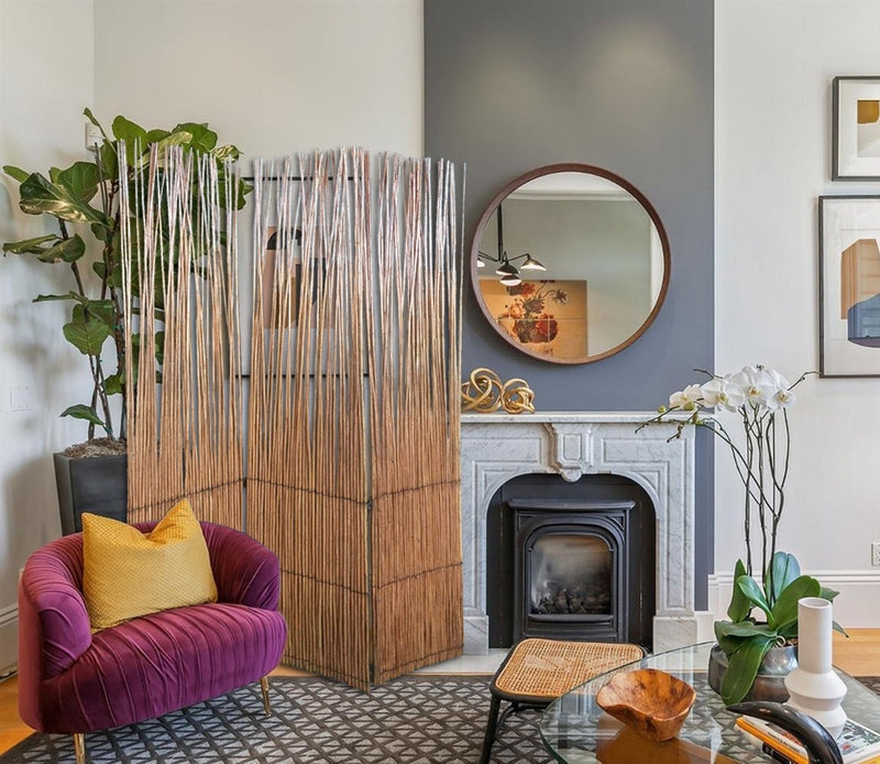 Rustic Natural Willow Room Divider with Organic Uneven Top Edge