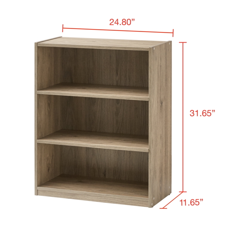 Rustic Oak Bookcase Adjustable Shelves Closed Back