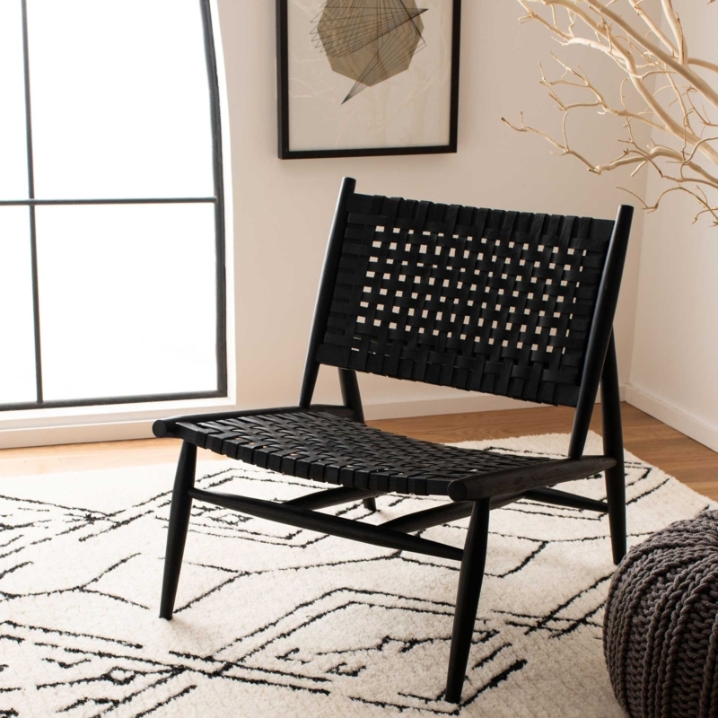 Safavieh Soleil Leather Woven Accent Chair - Black
