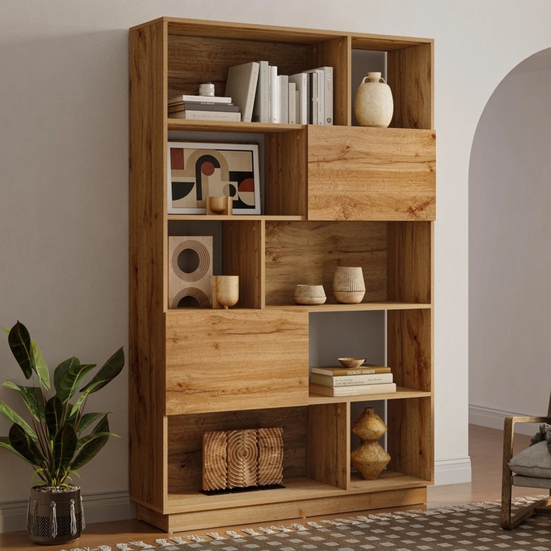 Scandi Style Bookcase with Distinctive Arched Top Frame
