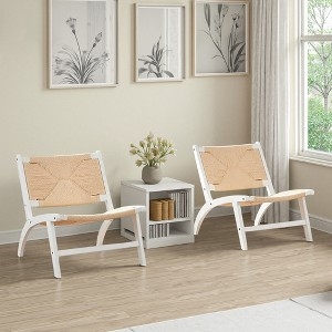 Scandinavian Accent Chair, Braided Jute Weave Cognac Beech Frame