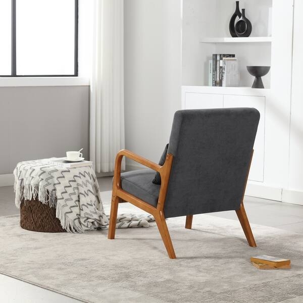 Scandinavian Accent Chair with Matching Lumbar Pillow and Wood Frame