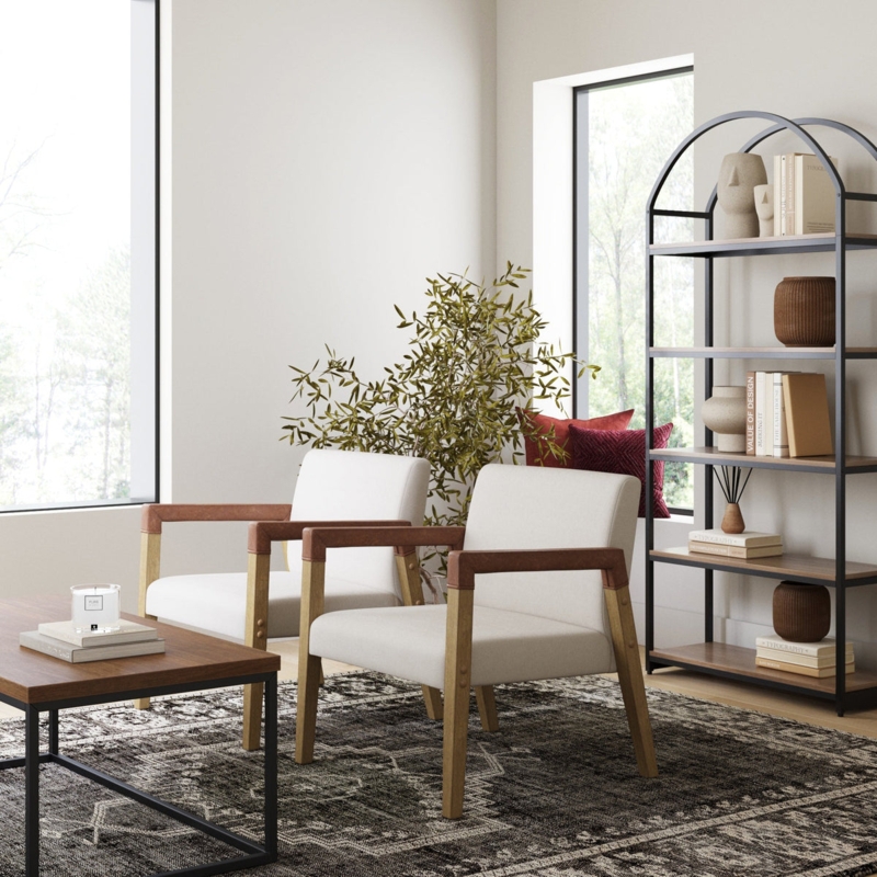 Scandinavian Accent Chairs: Blonde Wood Frame with Open Back Silhouette