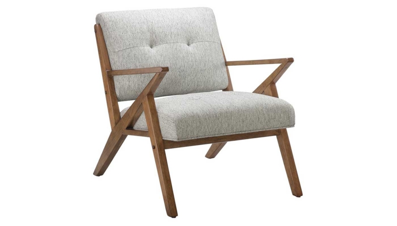 Scandinavian Lounge Chair with Sculptural Silhouette and Light Wood Frame
