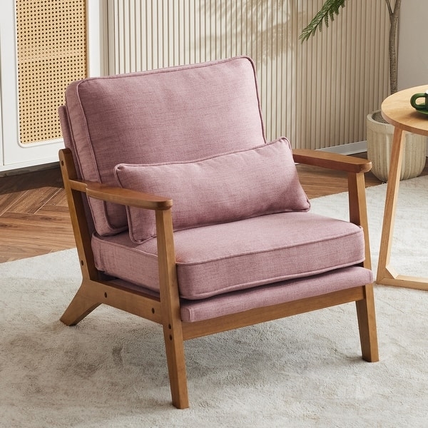 Scandinavian Style Accent Chair with Rounded Back and Pillow