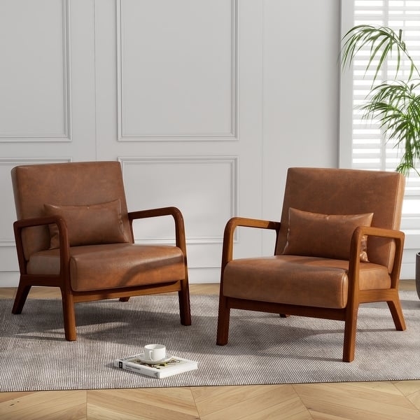 Scandinavian Style Wooden Accent Chairs Cream Fabric Sculptural Frame
