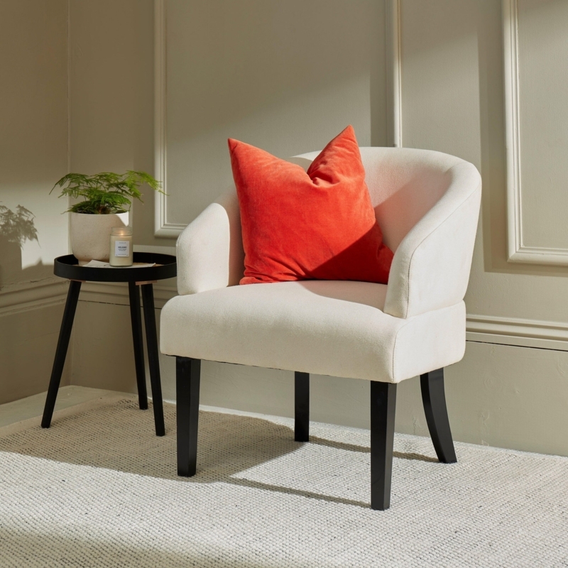 Scandinavian Woolly Twill Barrel Back Accent Chair