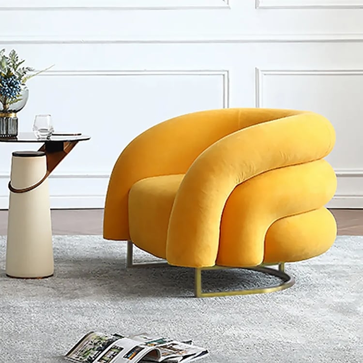 Sculptural Accent Chair featuring Unique Wood Slat Back and Sled Base
