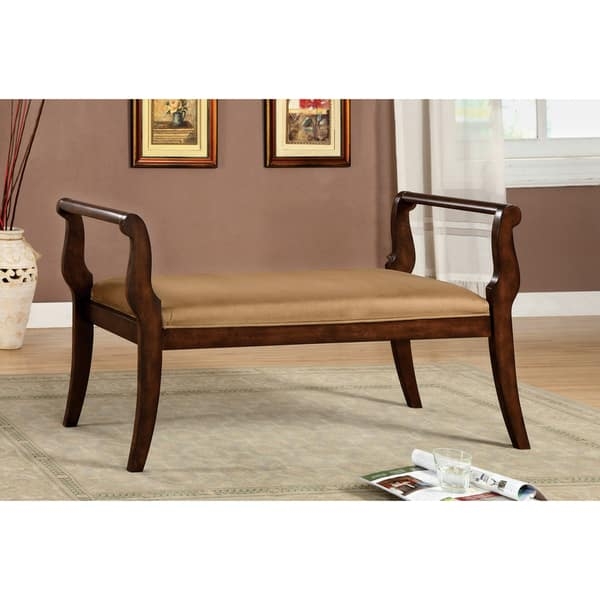 Settee Bench with High Back Silhouette and Velvet Texture