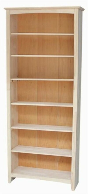 Shaker Style Bookcase, Unfinished Wood, Tall Natural Wood Bookcase.