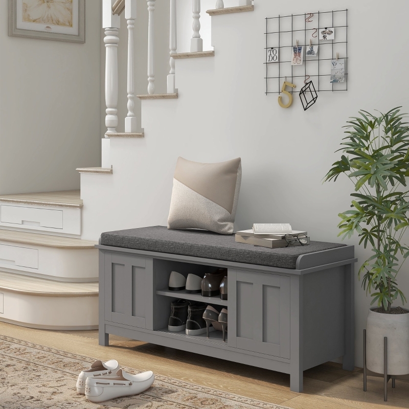 Shoe Storage Bench Sliding Barn Doors, Modern Farmhouse Entryway