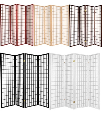 Shoji Room Divider 4 Panel Folding Privacy Screen with Lattice Pattern