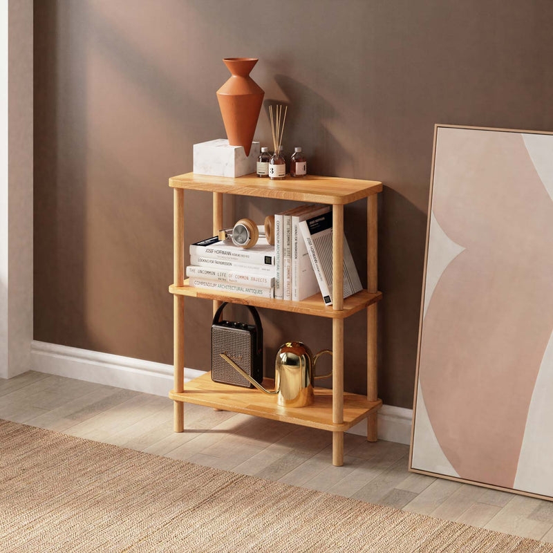 Short Bookcase Rounded Corners Natural Wood Minimalist Scandinavian