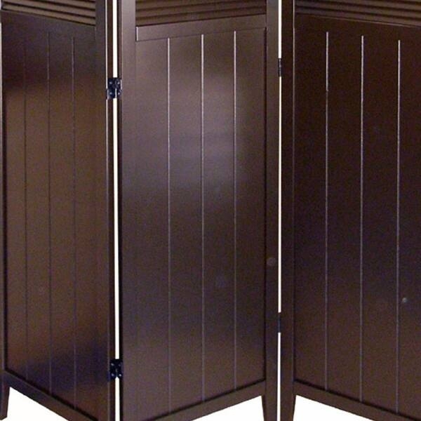 Shutter Door Room Partition 3 Panel Folding Screen with Vertical Slats
