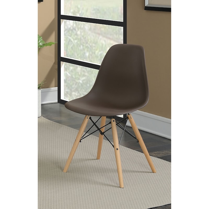 Side Chair, Dark Brown Bucket Seat, Eiffel Style Legs Mid-Century Nook