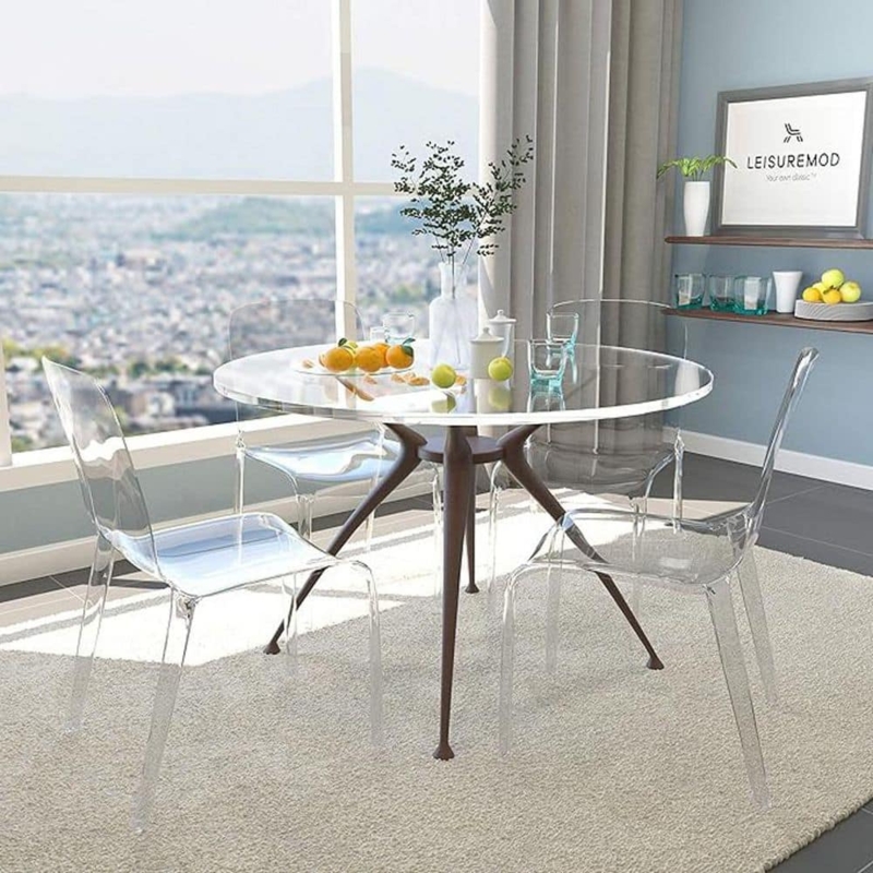 Side Chair Set of Four featuring Glossy Clear Oval Backs