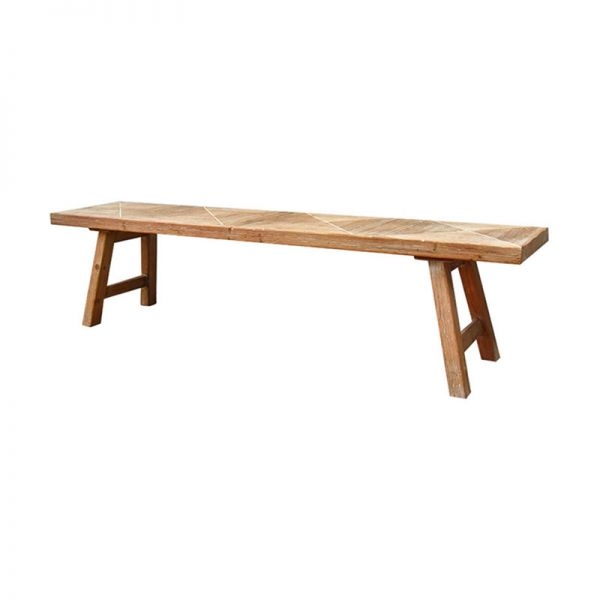 Sitting Bench Squared Legs Long Profile Modern Block Leg