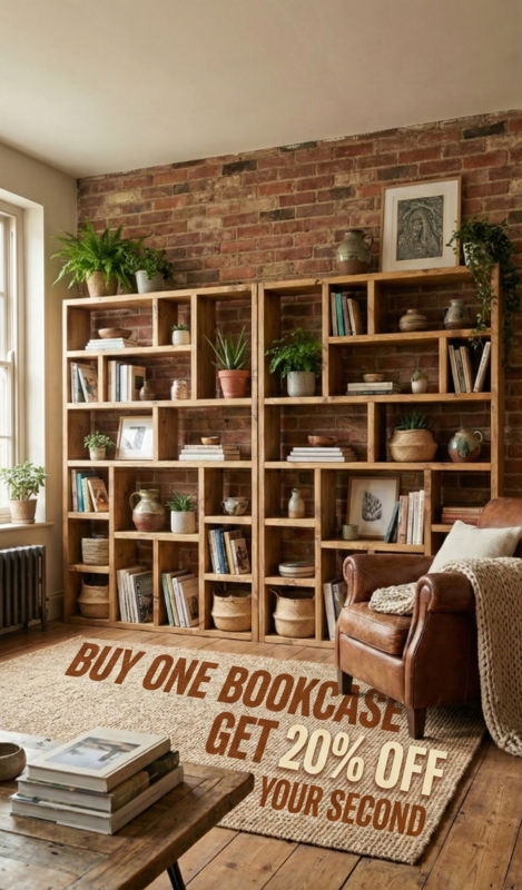 Slim Wood Bookcase Symmetrical Pairing Scandinavian Minimalist Storage