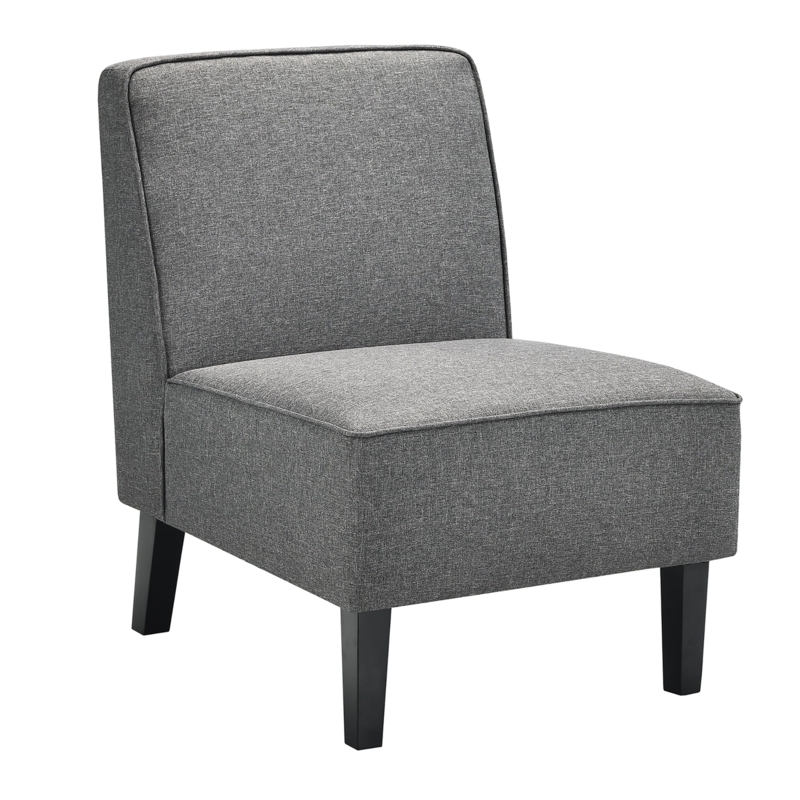 Slipper Chair: Gray Fabric with Horizontal Channel Tufting Detail