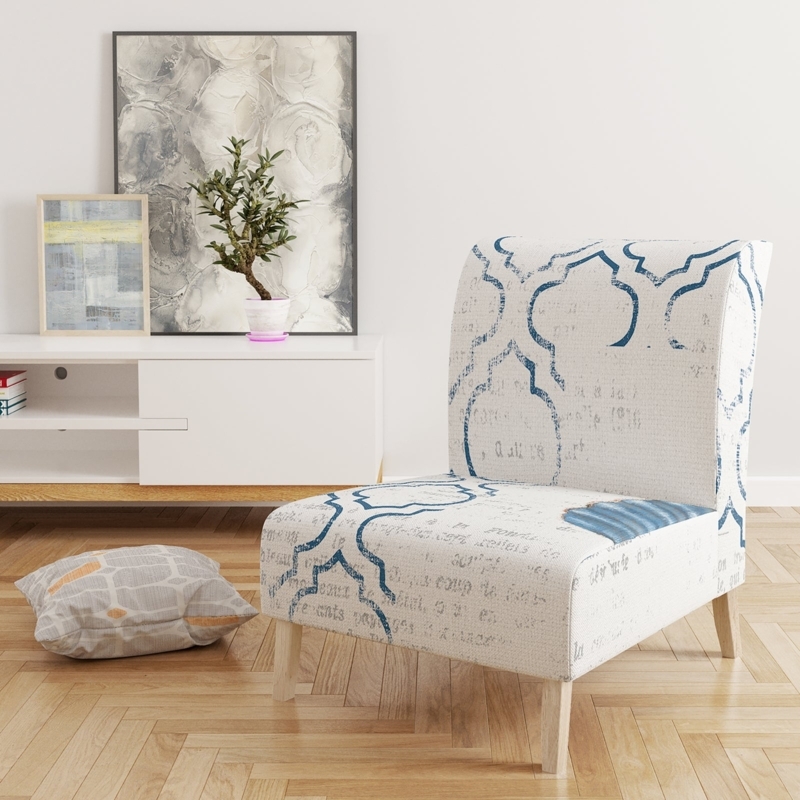 Slipper Chair Navy Blue Scalloped Back Coastal Nautical Style