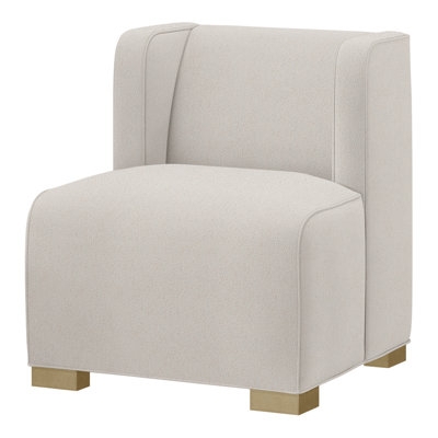 Slipper Chair Taupe Upholstered Armless Flared Backrest
