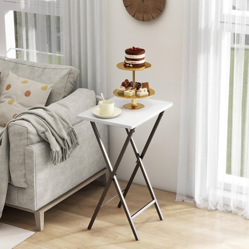 Snack Table Set of 2 Warm Brown Wood Toned Transitional Style