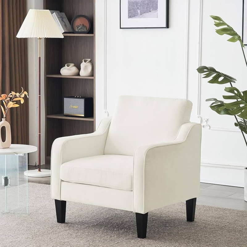Soft Chenille Accent Chair with Tapered Gold Legs
