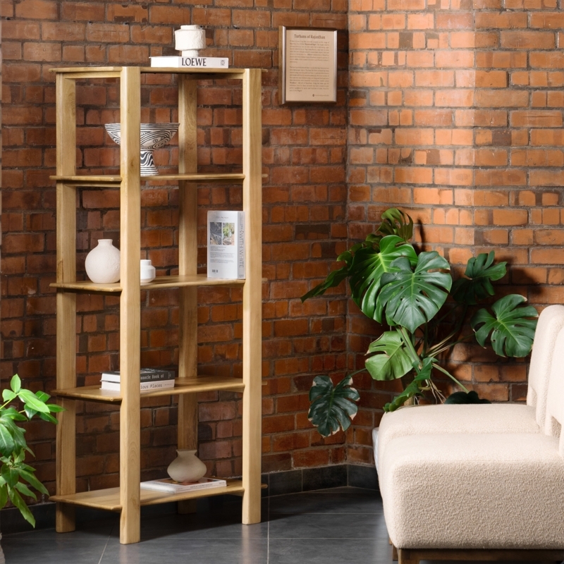 Solid Wood Bookcase Trio Set with Mixed Stain Finishes